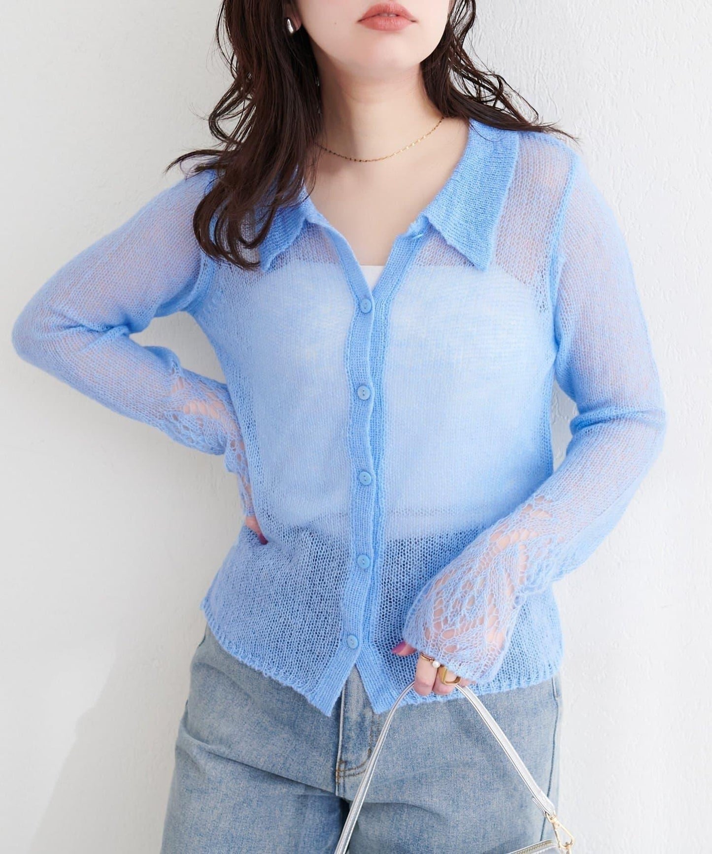 natural couture 有領 設計袖 針織上衣