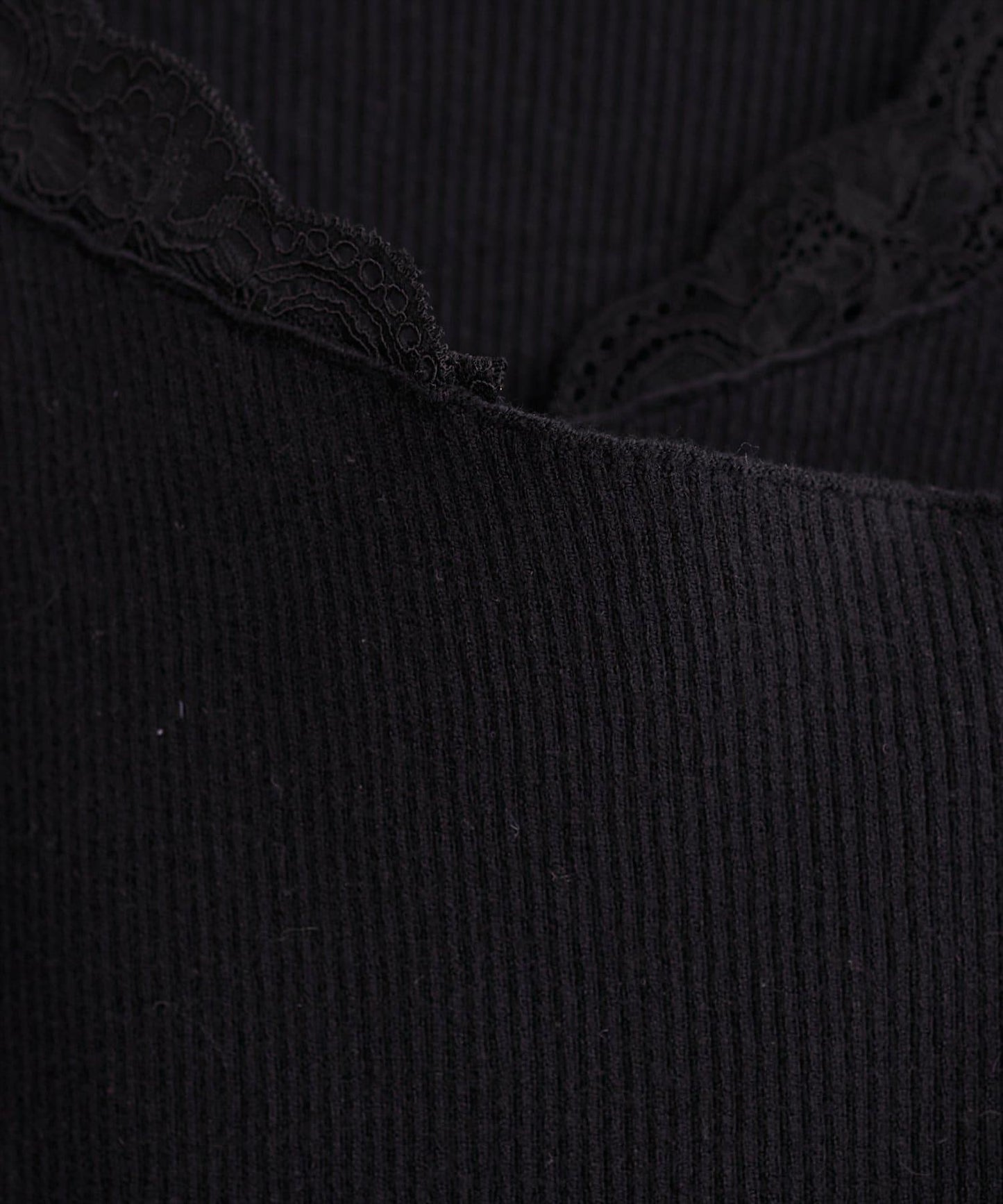 natural couture 不對稱蕾絲領羅紋針織套頭衫