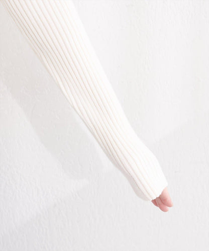 natural couture 斜扣設計 小高領 羅紋 針織上衣
