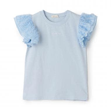 純棉 防汙 UV 接觸冷感 不易變形 蓬鬆荷葉邊袖 T恤