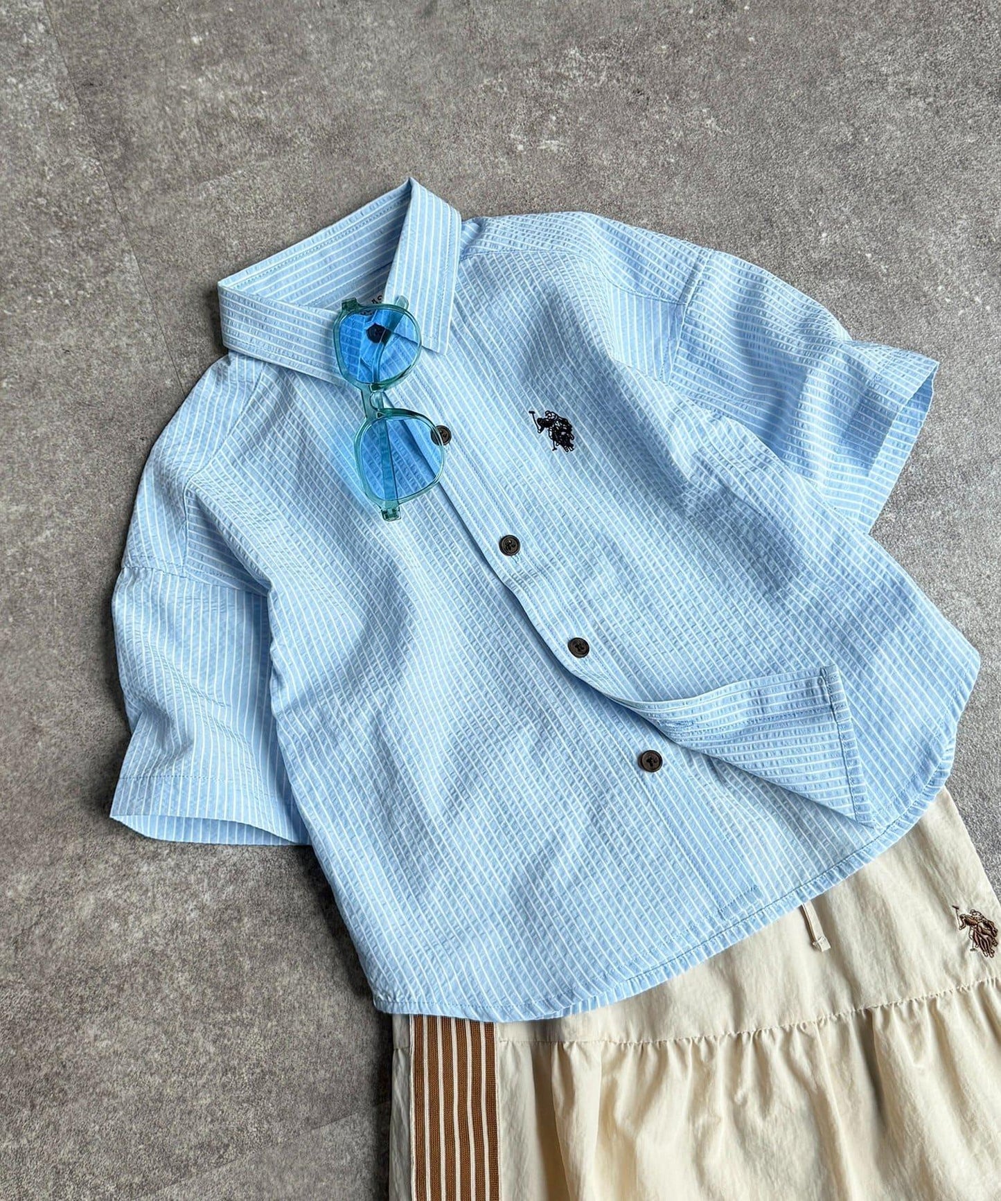 U.S. POLO ASSN. KIDS 泡泡紗短袖襯衫