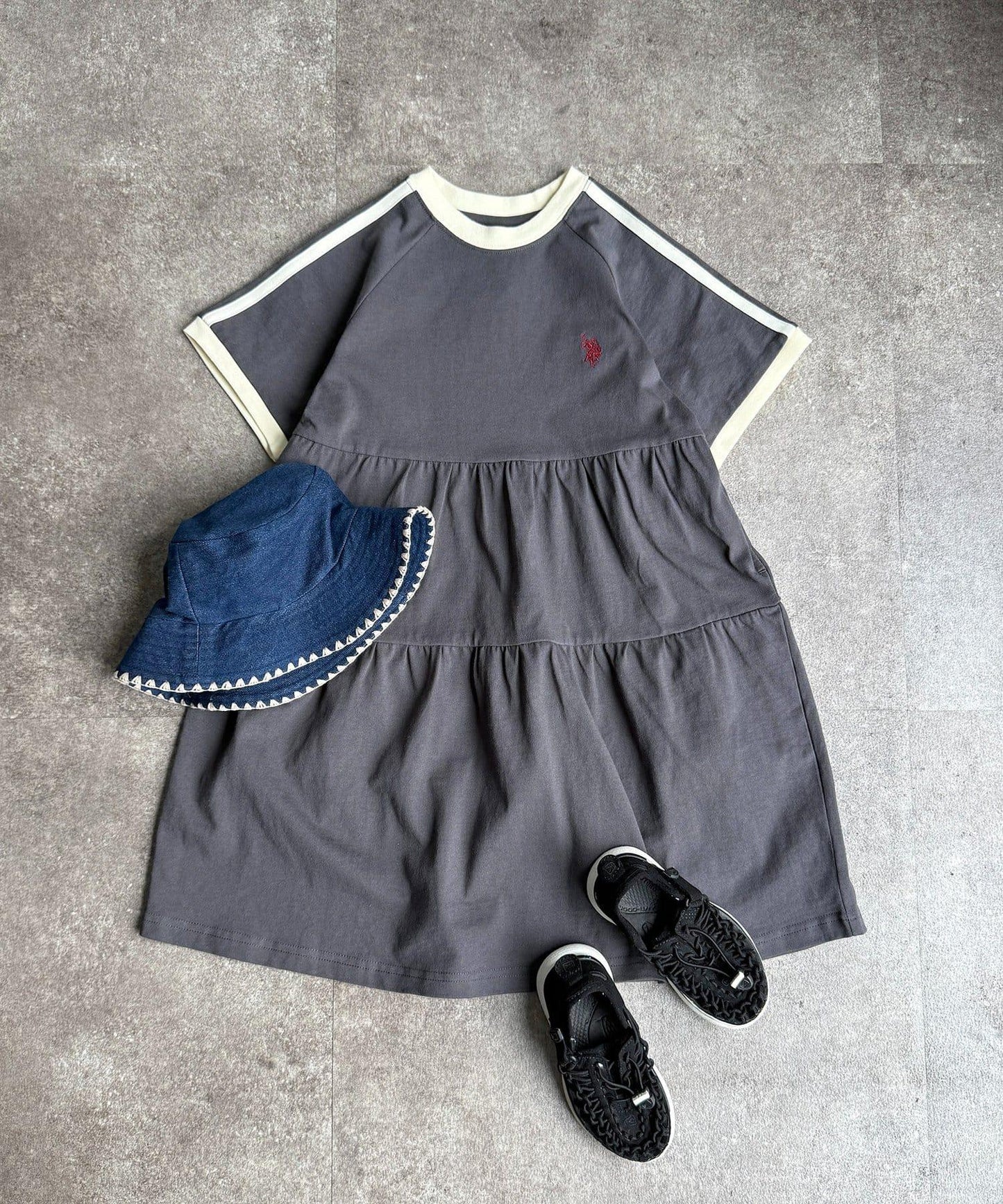 U.S. POLO ASSN. 兒童層疊針織連衣裙
