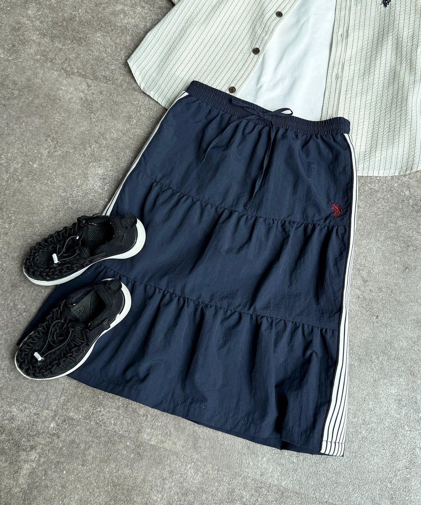 兒童 U.S. POLO ASSN. 條紋層疊半身裙