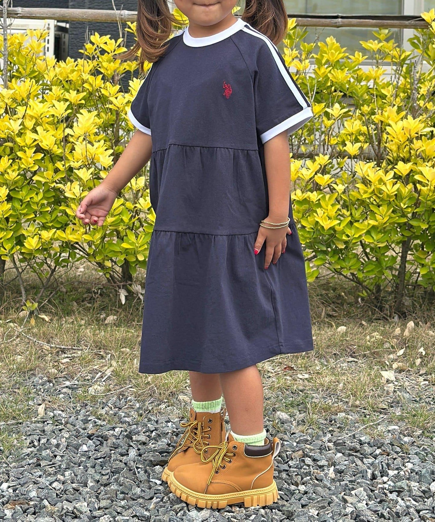 U.S. POLO ASSN. 兒童層疊針織連衣裙