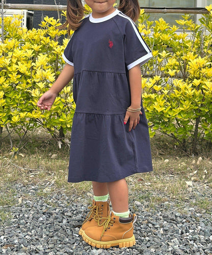 U.S. POLO ASSN. 兒童層疊針織連衣裙