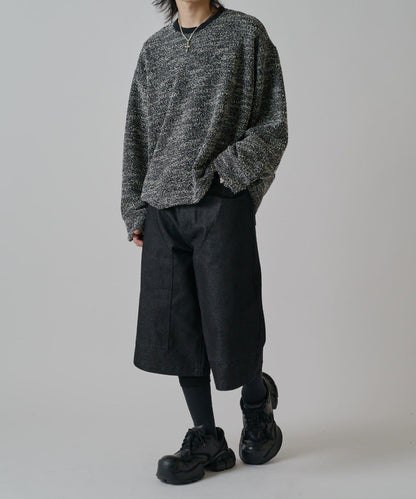 Neucon 雙膝設計闊腿牛仔短褲