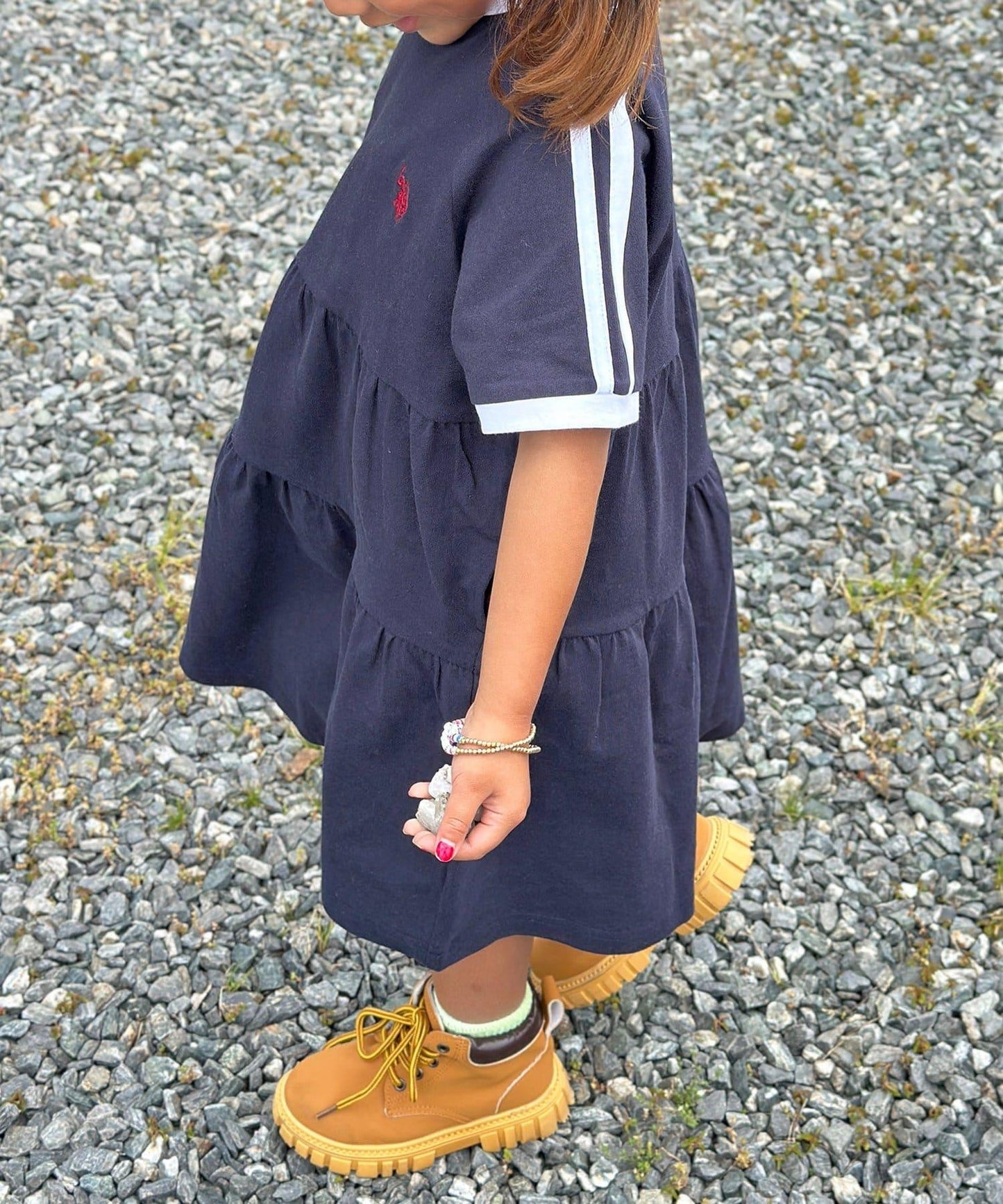 U.S. POLO ASSN. 兒童層疊針織連衣裙