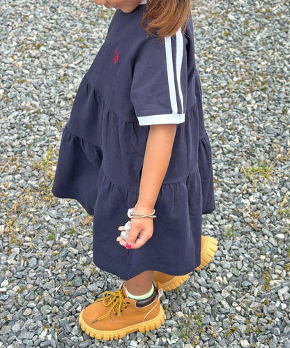 U.S. POLO ASSN. 兒童層疊針織連衣裙