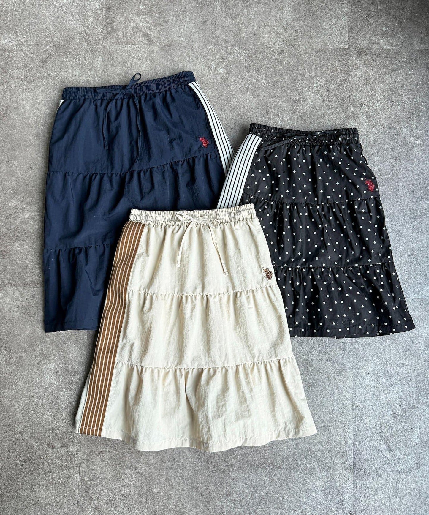 兒童 U.S. POLO ASSN. 條紋層疊半身裙