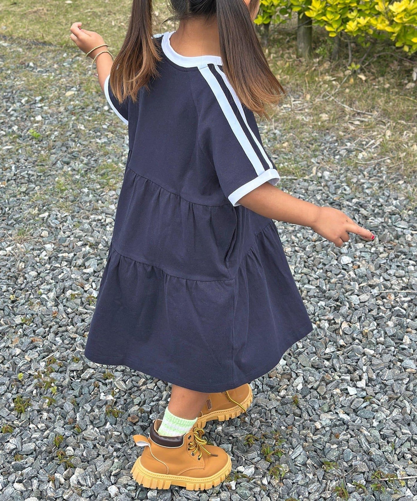 U.S. POLO ASSN. 兒童層疊針織連衣裙
