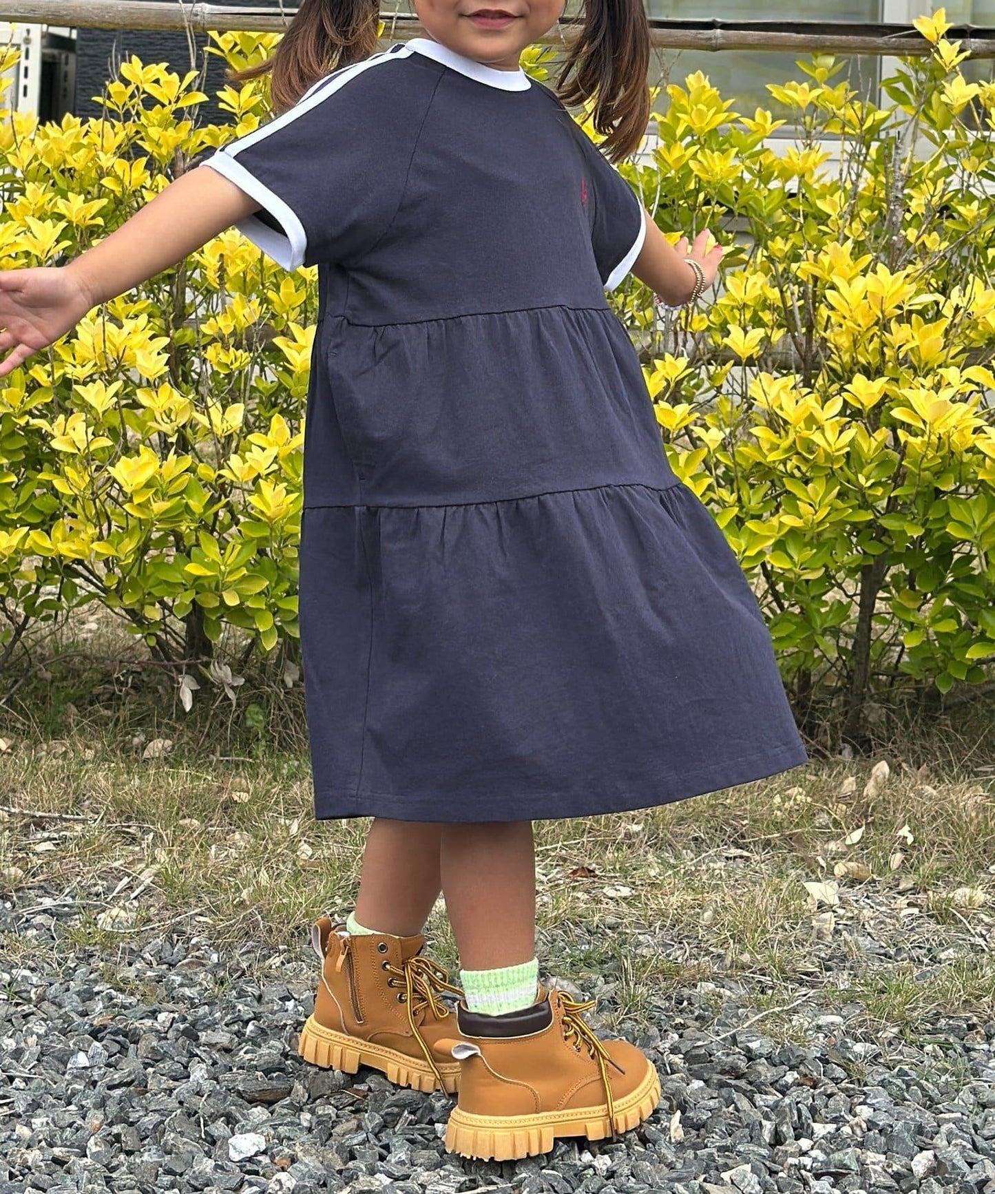 U.S. POLO ASSN. 兒童層疊針織連衣裙