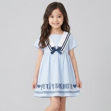 條紋水手領連衣裙