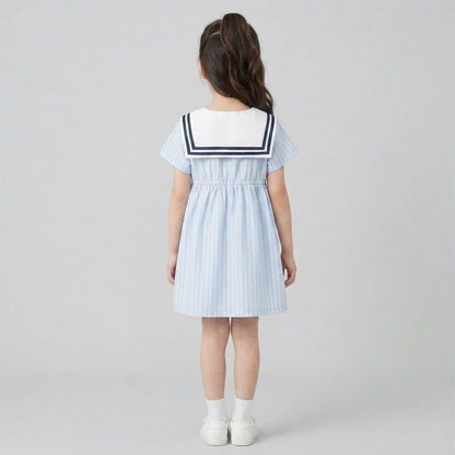 條紋水手領連衣裙