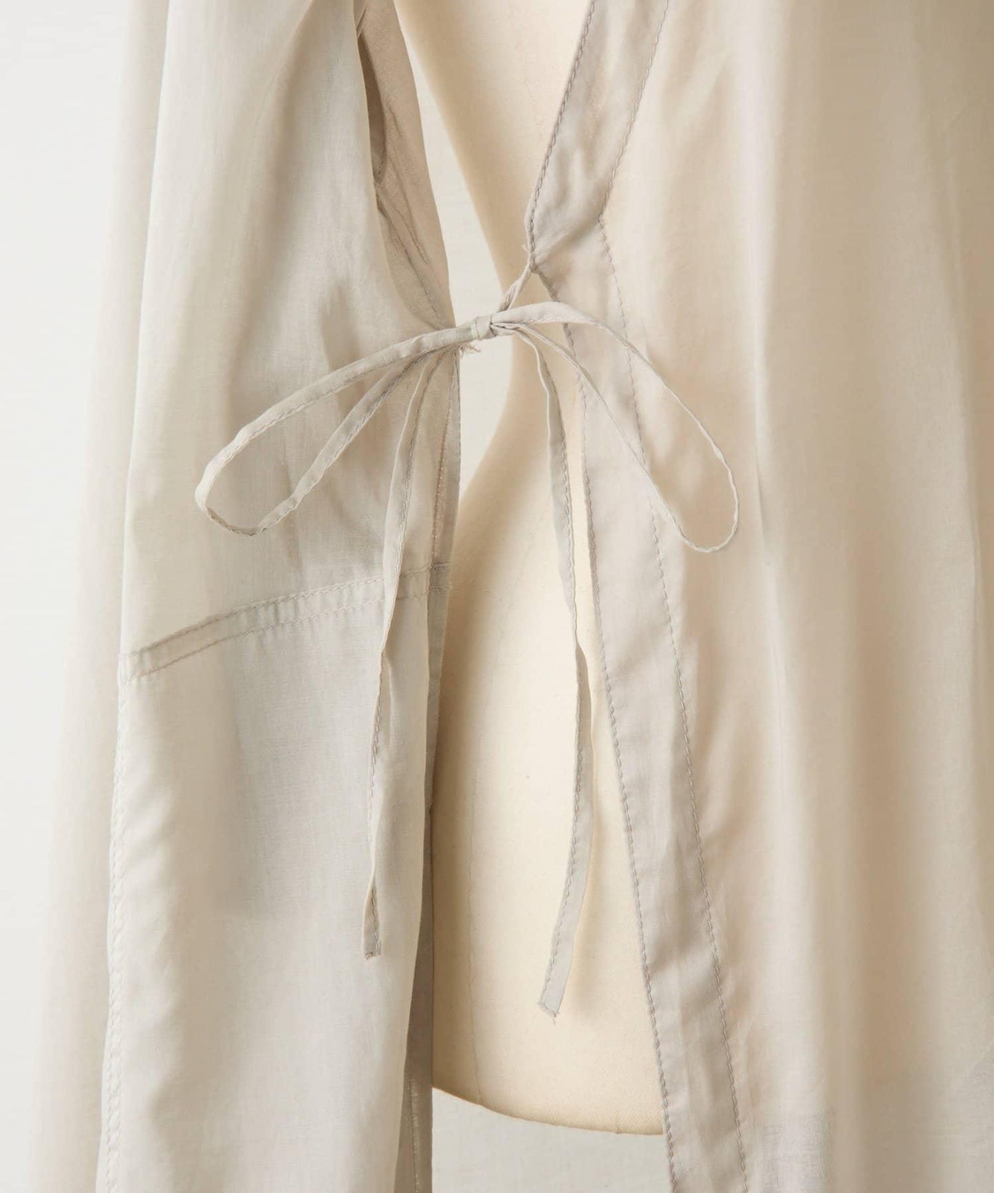 棉質薄紗交叉領連衣裙