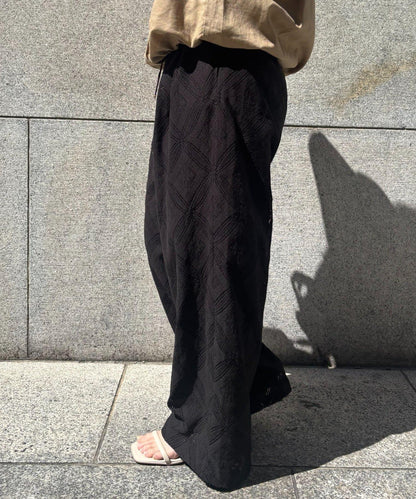 拼接風蕾絲褲子