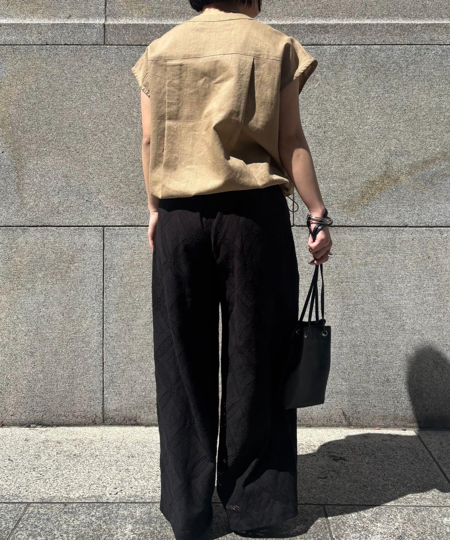 拼接風蕾絲褲子