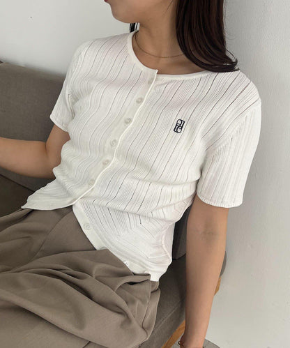 隨機羅紋弧線設計 針織開衫