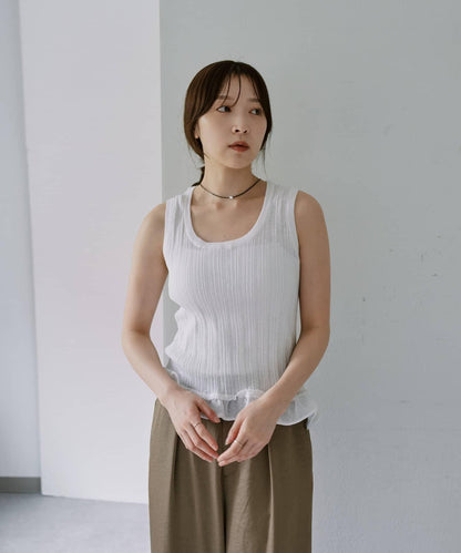 荷葉擺 褶飾 針織 背心