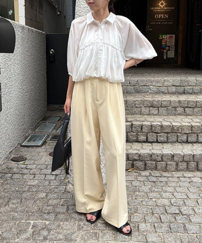 蓬鬆短款薄紗襯衫