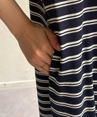 條紋Polo領連衣裙