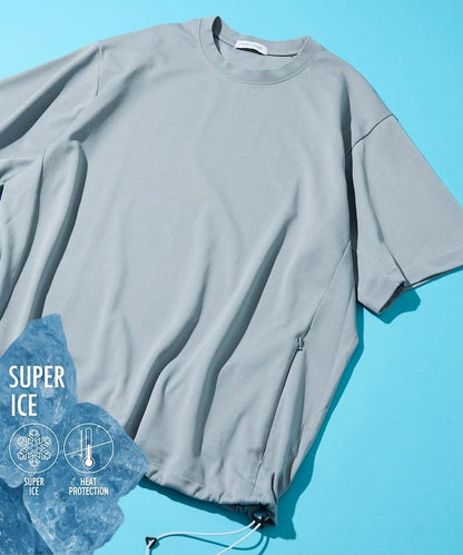 SUPER ICE 冷感圓領抽繩設計 吸水速幹防曬 T恤