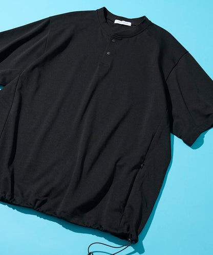 SUPER ICE 亨利領 抽繩 接觸涼感 吸水速幹 防紫外線 T恤