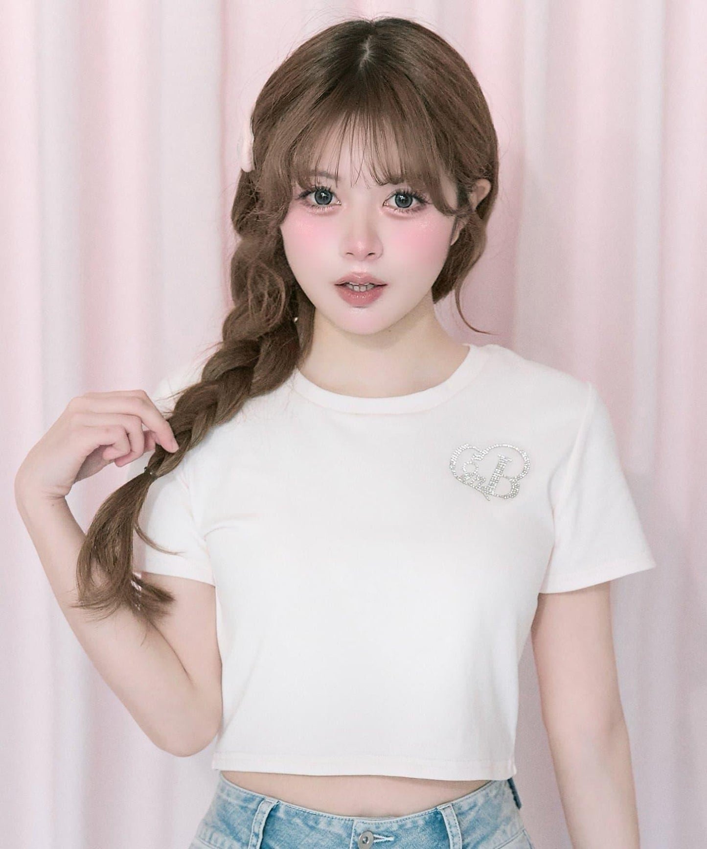 Belle Charme 閃粉logo短款T恤