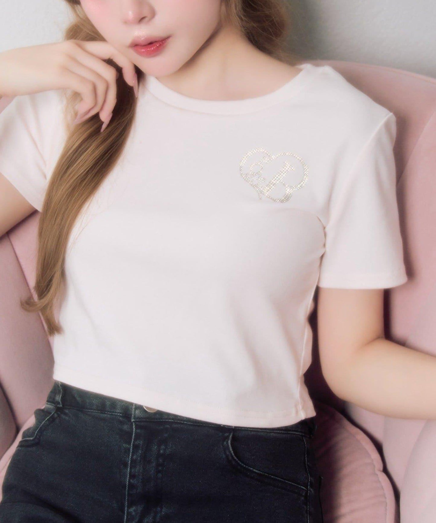 Belle Charme 閃粉logo短款T恤
