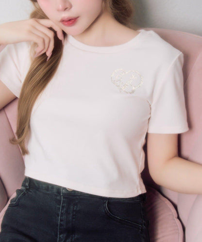 Belle Charme 閃粉logo短款T恤
