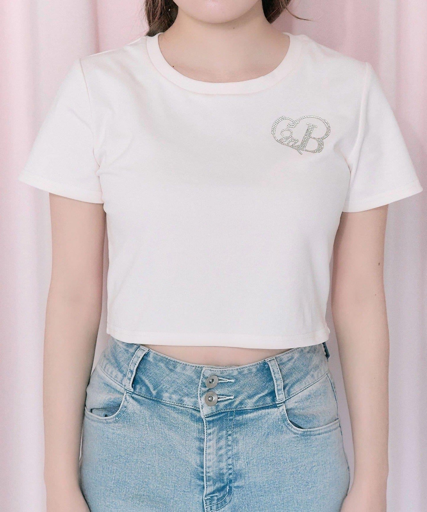 Belle Charme 閃粉logo短款T恤