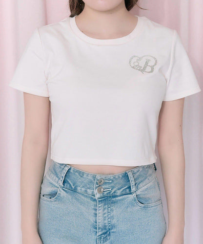 Belle Charme 閃粉logo短款T恤