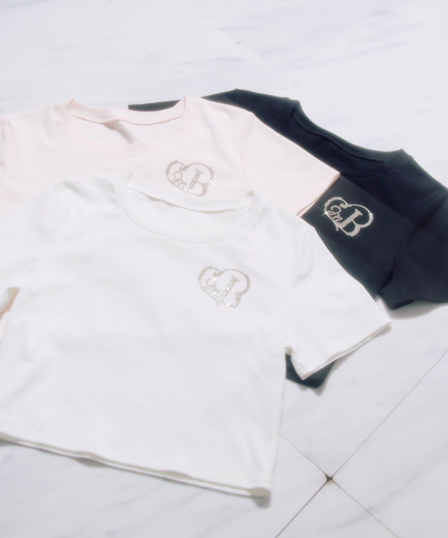 Belle Charme 閃粉logo短款T恤