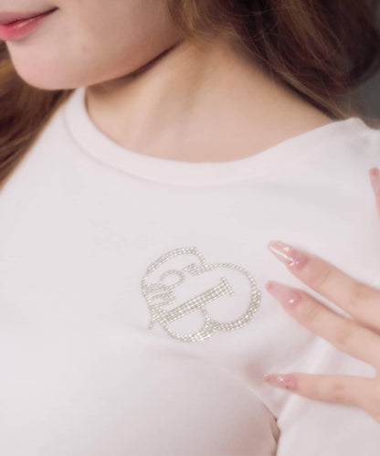 Belle Charme 閃粉logo短款T恤