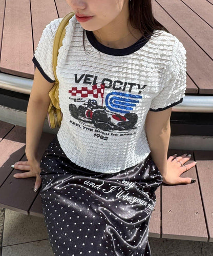 Ciaopanic 摩托車Logo荷葉邊撞色T恤