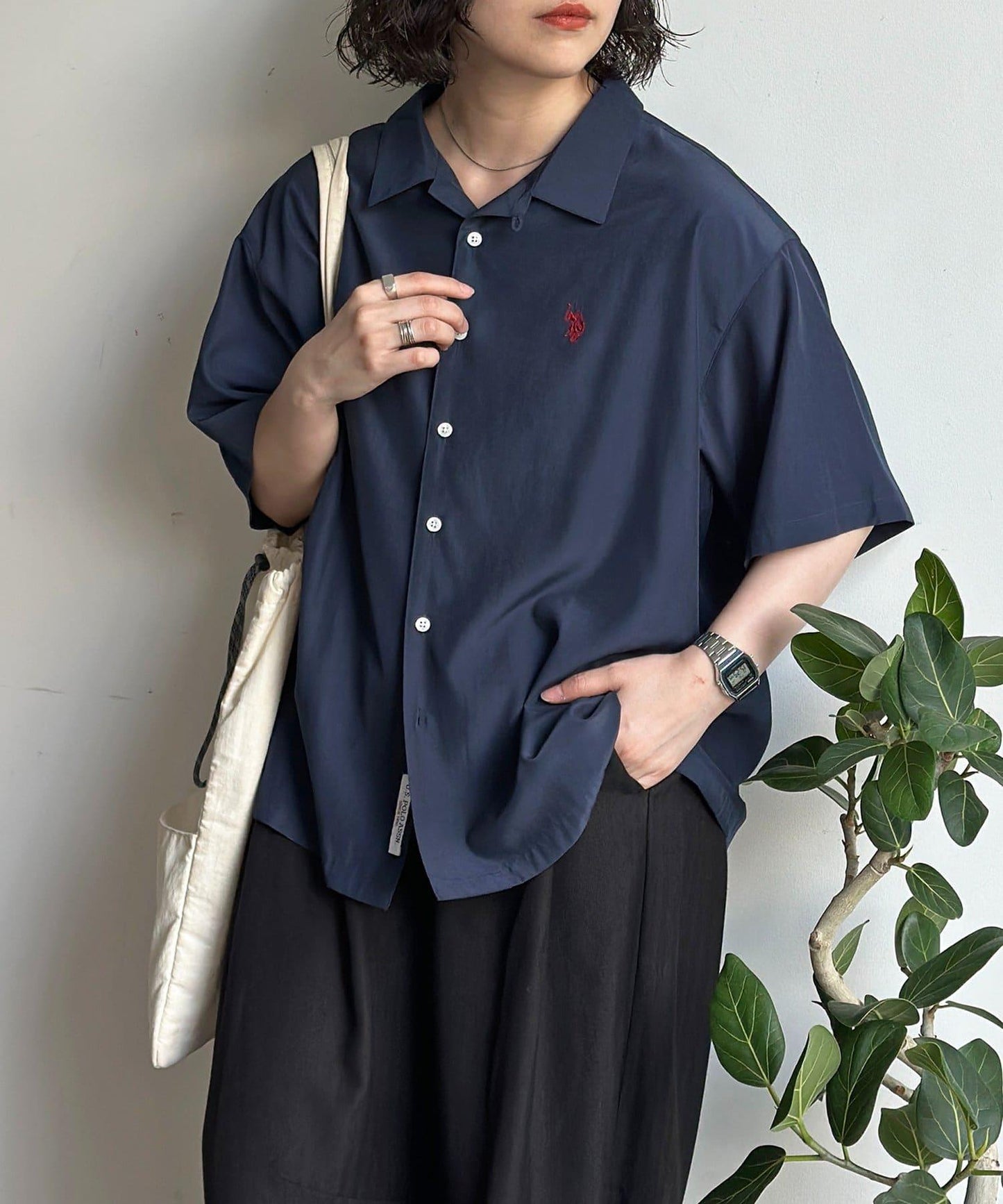 U.S. POLO ASSN. 仿真絲質感 開襟襯衫