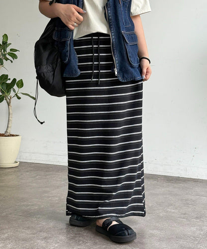 條紋鬆緊半身裙