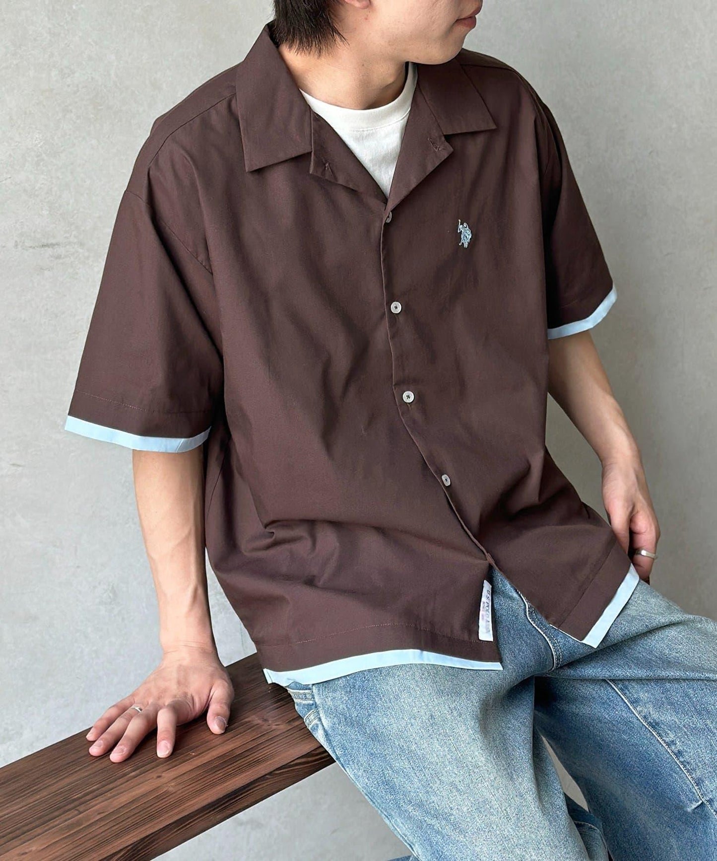 U.S. POLO ASSN. 假兩件設計 短袖襯衫