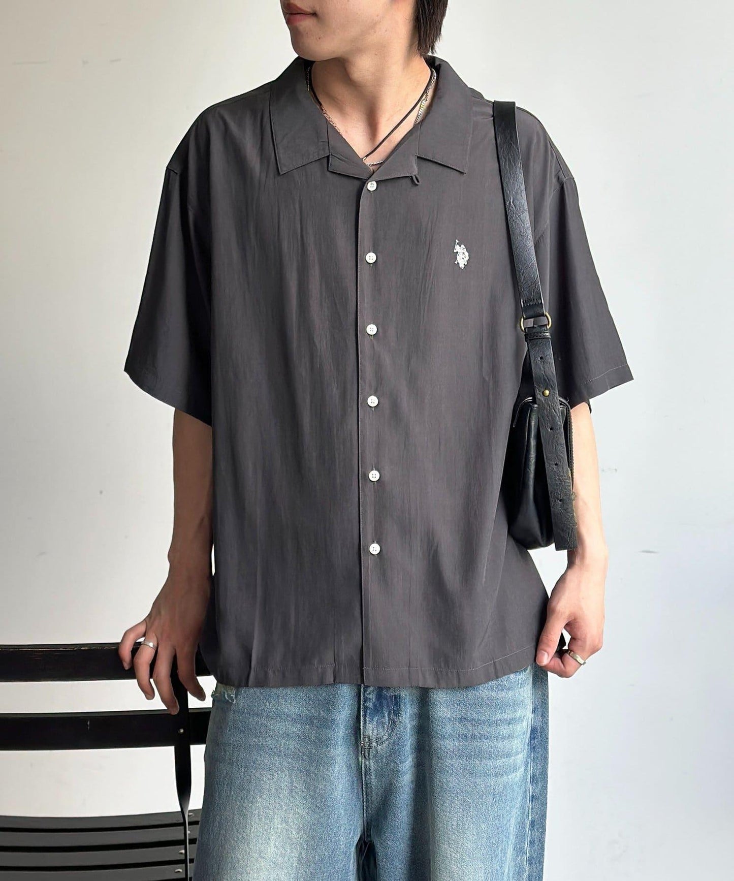 U.S. POLO ASSN. 仿真絲質感 開襟襯衫