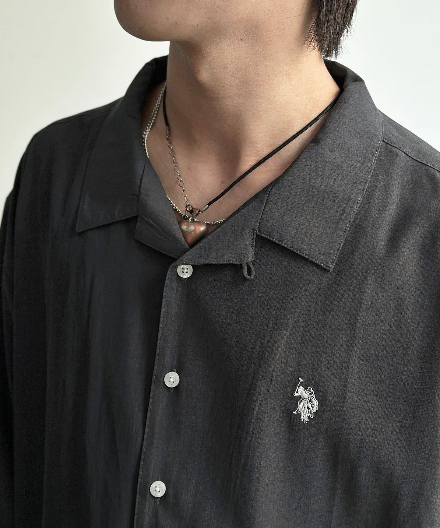 U.S. POLO ASSN. 仿真絲質感 開襟襯衫