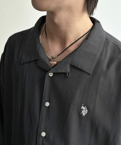 U.S. POLO ASSN. 仿真絲質感 開襟襯衫