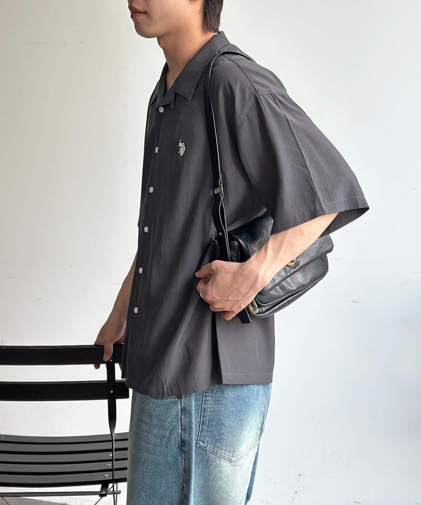 U.S. POLO ASSN. 仿真絲質感 開襟襯衫