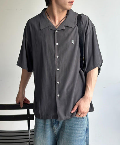 U.S. POLO ASSN. 仿真絲質感 開襟襯衫