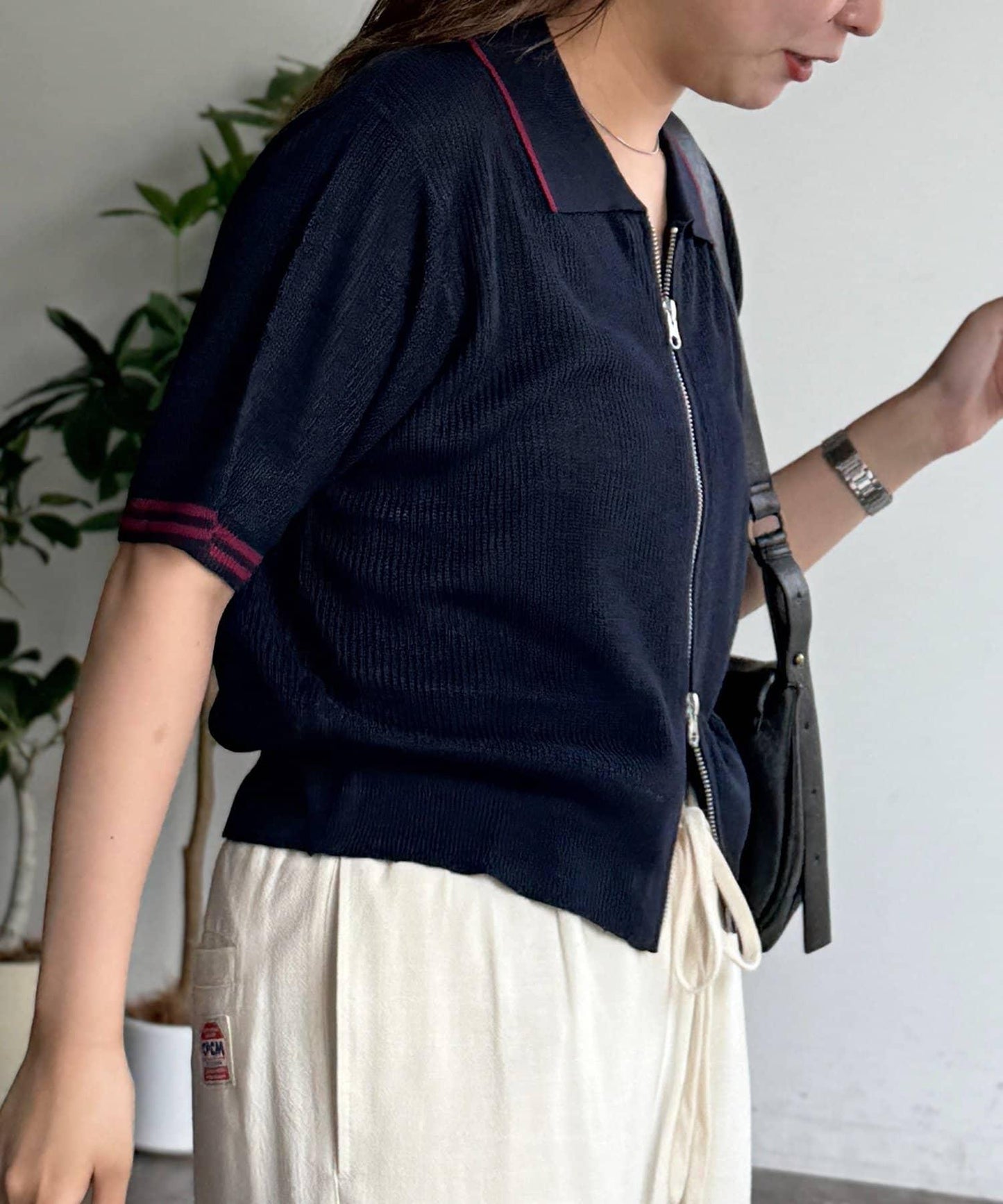 U.S. POLO ASSN. 翻領 短袖 拉鍊 針織開衫