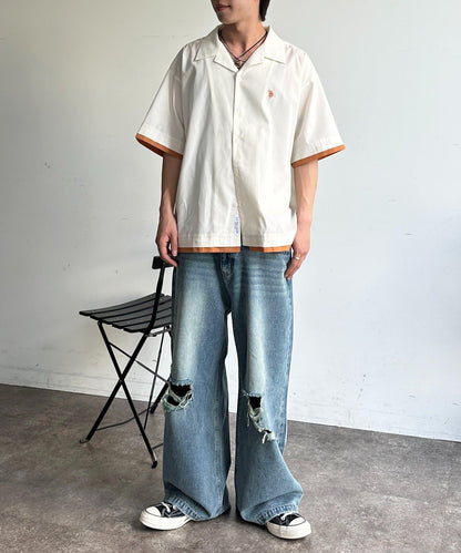 U.S. POLO ASSN. 假兩件設計 短袖襯衫