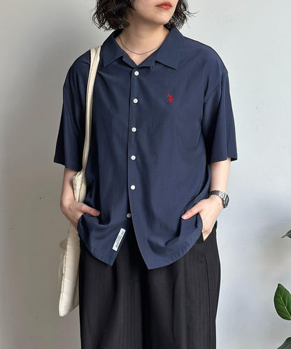 U.S. POLO ASSN. 仿真絲質感 開襟襯衫