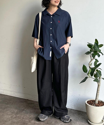 U.S. POLO ASSN. 仿真絲質感 開襟襯衫