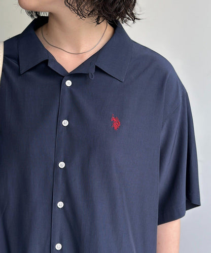 U.S. POLO ASSN. 仿真絲質感 開襟襯衫