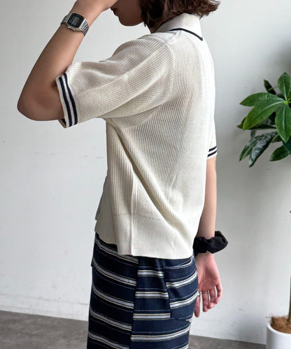U.S. POLO ASSN. 翻領 短袖 拉鍊 針織開衫