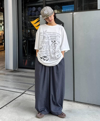 UNISEX 弧形版型 格紋 休閒褲