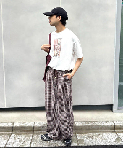UNISEX 弧形版型 格紋 休閒褲